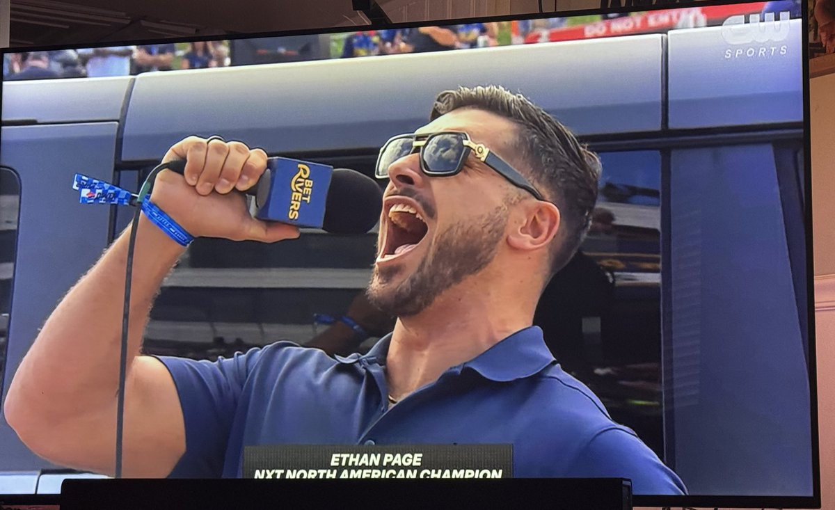 Ethan Page just gave the famous “Drivers, start your engines!” announcement at the start of the NASCAR Xfinity race in Dover.