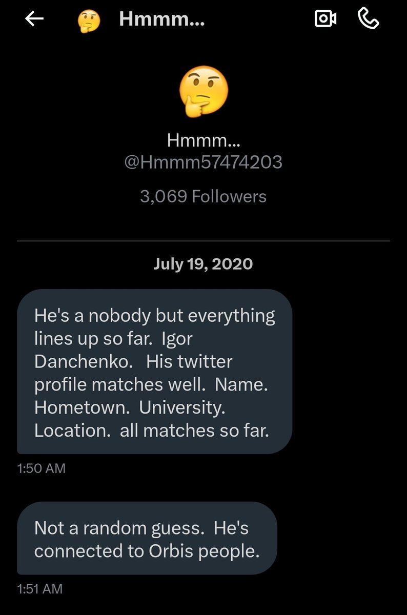FuarFearg's tweet image. Today marks the 5 year anniversary of @Hmmm57474203 's discovery that Igor Danchenko was Christopher Steele's primary source. Not a source living in Russia, but a left wing think tank employee living in the DC area.
Amazing work.
This DM marked the moment: