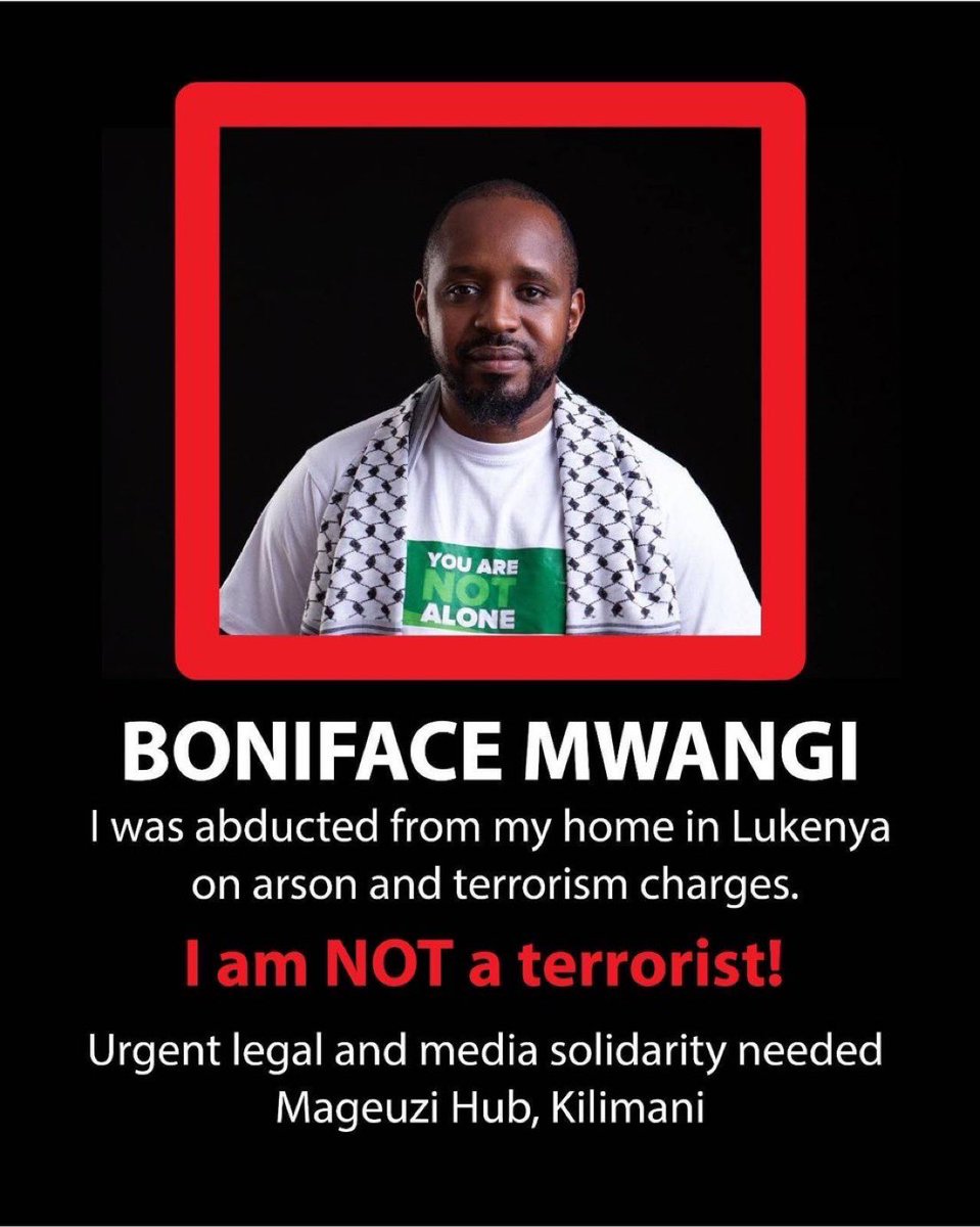 Kalonzo Musyoka (@skmusyoka) on Twitter photo I will NEVER join this rogue and criminal regime, and I refuse to participate in any type of dialogue with a regime that has our children's blood on its hands.
I also strongly condemn the arrest of civil rights activist <a href="/bonifacemwangi/">The People’s Watchman</a>, a bold and fearless advocate for truth and I will NEVER join this rogue and criminal regime, and I refuse to participate in any type of dialogue with a regime that has our children's blood on its hands.
I also strongly condemn the arrest of civil rights activist <a href="/bonifacemwangi/">The People’s Watchman</a>, a bold and fearless advocate for truth and