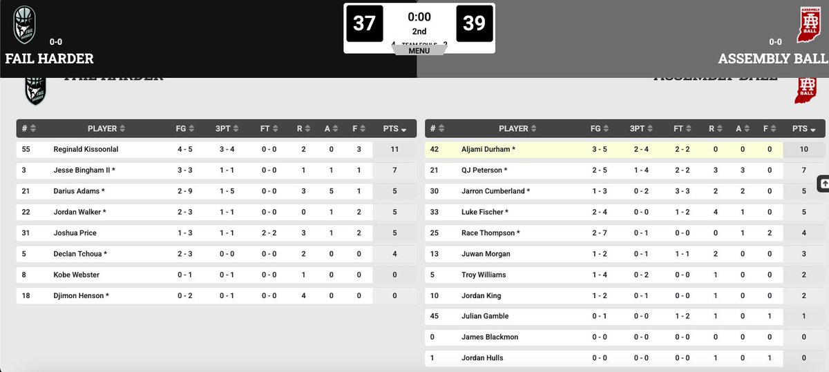 SethTow's tweet image. Halftime at Hinkle Fieldhouse: Assembly Ball 39, Fail Harder 37. #iubb