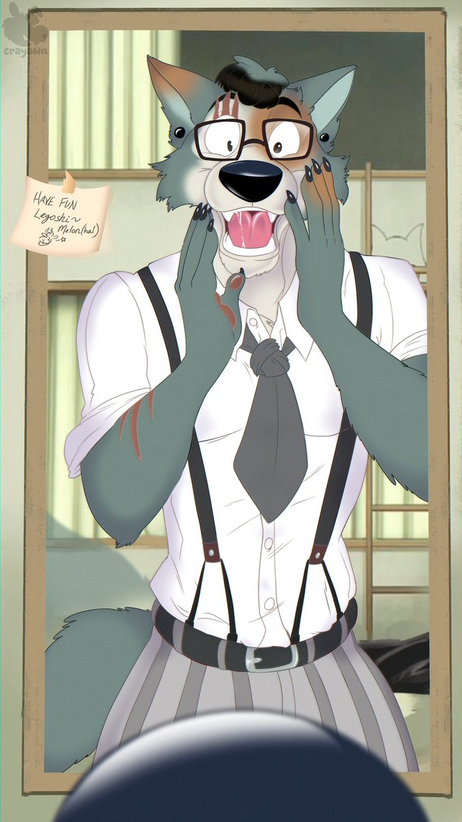 cray_awn's tweet image. Sometimes it just takes the right fit to feel most like yourself! 👔🐺💗

Gift art for the wonderful
 @/transformona.bsky.social from @yourboyhal (Melon✨)! Thank you so much both for your support !☺️❤️ 
#Legoshi #Beastars #TF #Transformation #Wolf