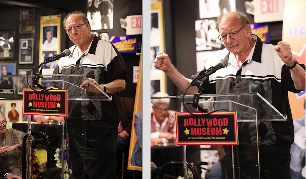 StoliarSteve's tweet image. Another couple of shots of me speaking at The Hollywood Museum&apos;s salute to the Marx Brothers this past Thursday. In the photo on the right, I&apos;m talking about how frustrated I was that other people would see Groucho around town, but I knew I would never ever meet him. I was wrong.