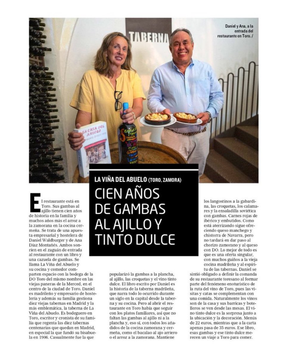 "Lo mejor de todo es que es una oferta singular, con muchos guiños a la vieja cocina madrileña y al espíritu de las tabernas." 

🗞️🗞️artículo de <a href="/JavierPerezARGI/">Javier Pérez Andrés</a> sobre <a href="/abuelovino/">LA VIÑA DEL ABUELO</a> en <a href="/DiarioCyLMundo/">Diario de Castilla y León</a> #CyL