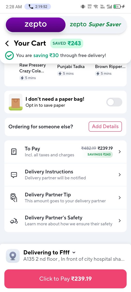 KhanZaidal's tweet photo. @zeptocares there is a glitch whenever I add product it's reached and shows from170 to 234 look at attached images https://t.co/Yln5O9HfDG