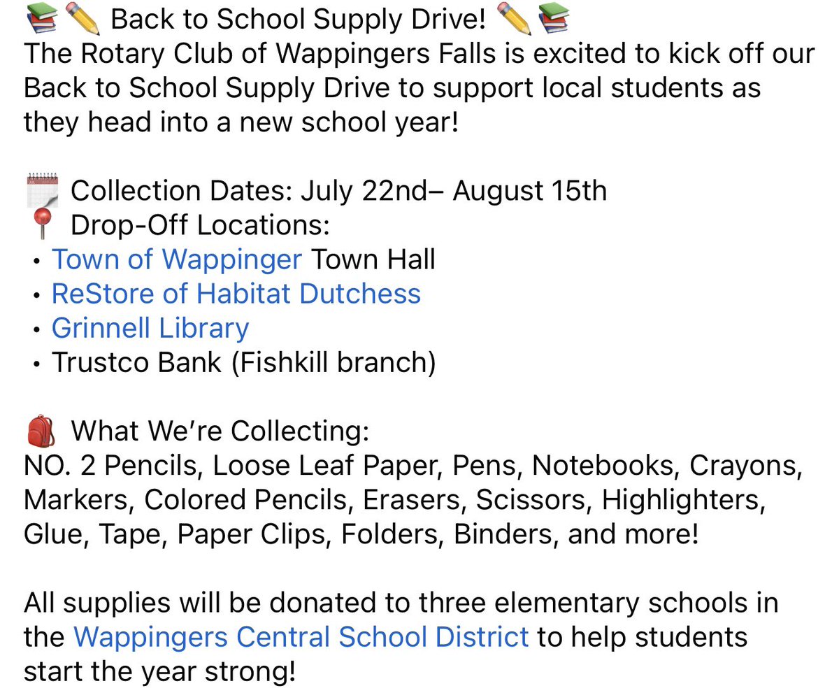 Back to School Supply Drive - July 22nd to August 15th!
