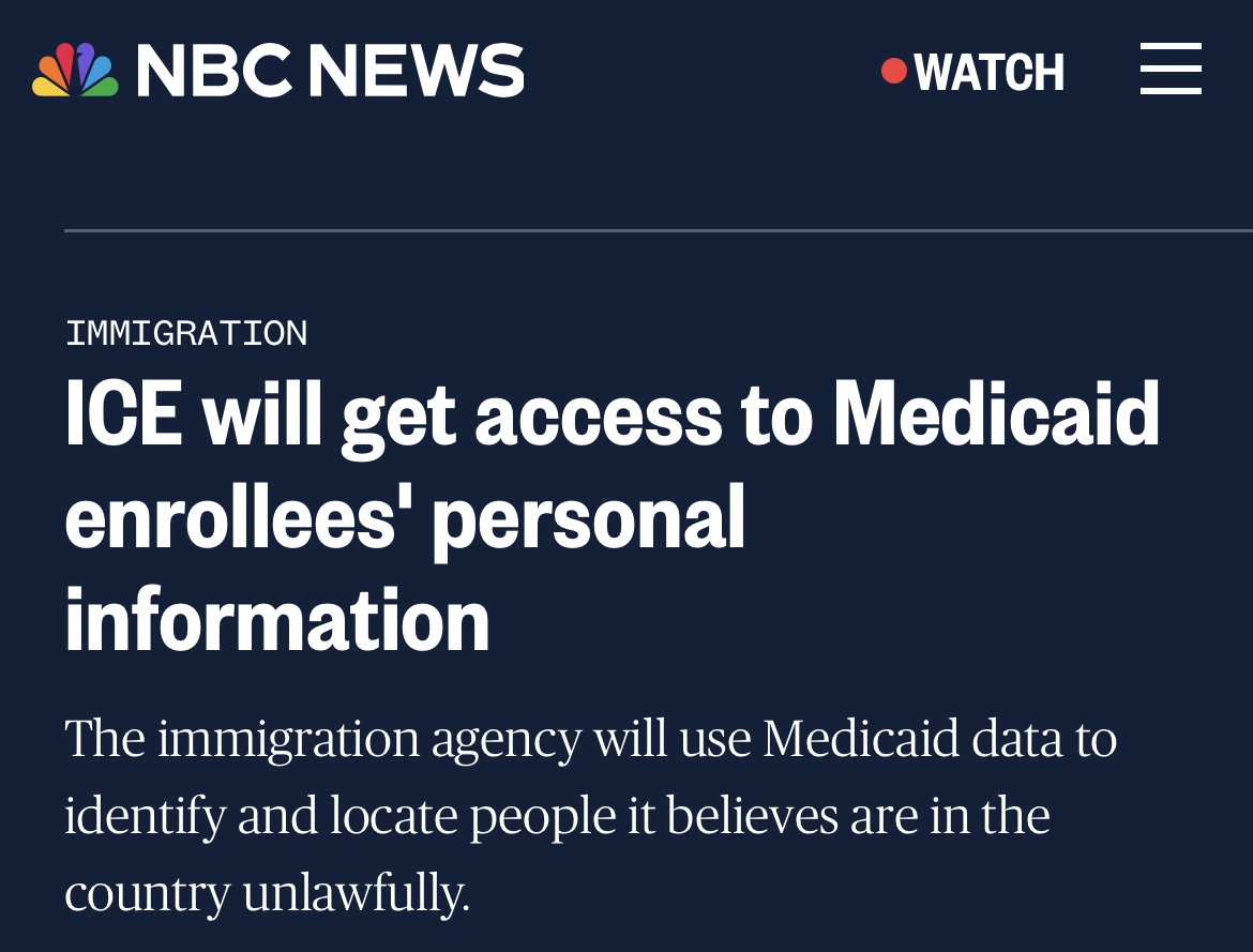 RBReich's tweet image. Undocumented immigrants can’t enroll in Medicaid. They can only ever access it temporarily, when they need lifesaving medical care.
This only makes people afraid to access the medical care they’re legally allowed to receive.
But Trump doesn’t care. His only goal is to sow fear.