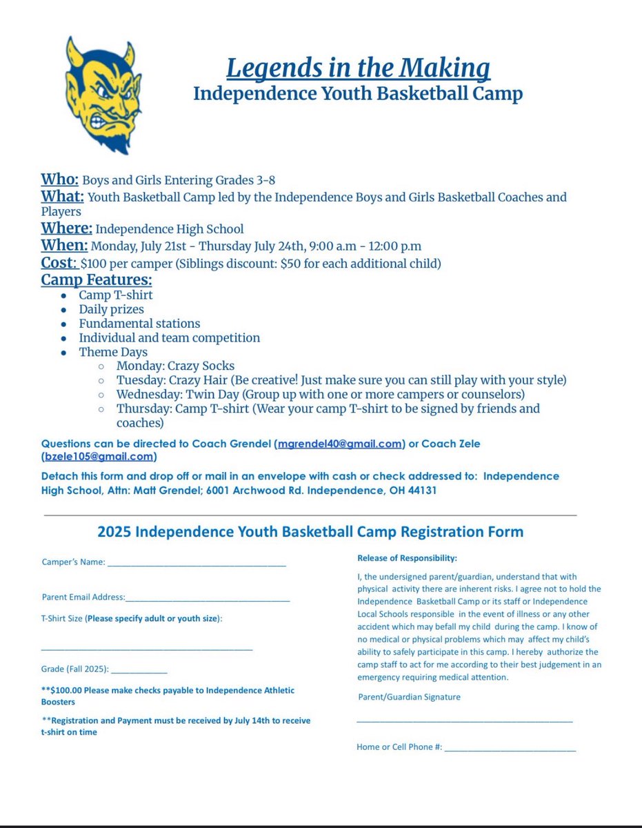 We are looking forward to our youth camp next week! Not too late to register. <a href="/IndyBlueDevils/">Independence Sports</a> <a href="/YourIndySchools/">IndependenceSchools</a> <a href="/Indy_GBB/">Indy Girls Basketball</a>