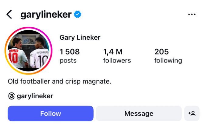 UTDMarcel's tweet image. Gary lineker profile on Instagram 🥺❤️❤️💙💙