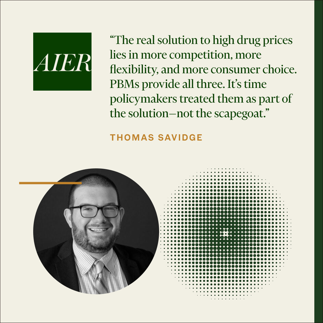 aier's tweet image. Americans are squeezed by rising healthcare bills, but instead of targeting the root causes of high drug prices, states such as Arkansas, Louisiana, and Wisconsin are rushing to regulate Pharmacy Benefit Managers (PBMs), one of the few effective forces holding the line on…