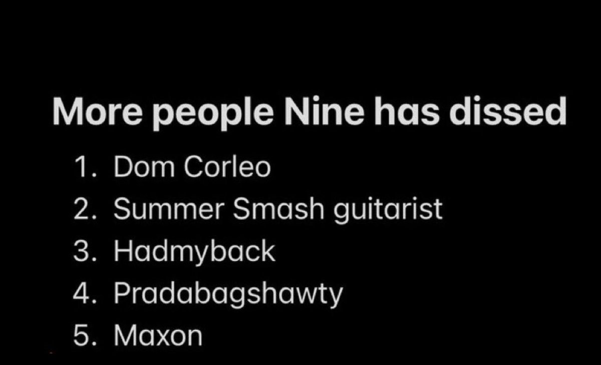 nufseyd's tweet image. 🚨💩OH GIVE ME A BREAK!
Dazedwithin posted a long list of people the gaybaiter “Nine vicious” dissed to gain attention JUST in 2025
Comparing this to the 6ix9ine method due to the similar lack of musical talent