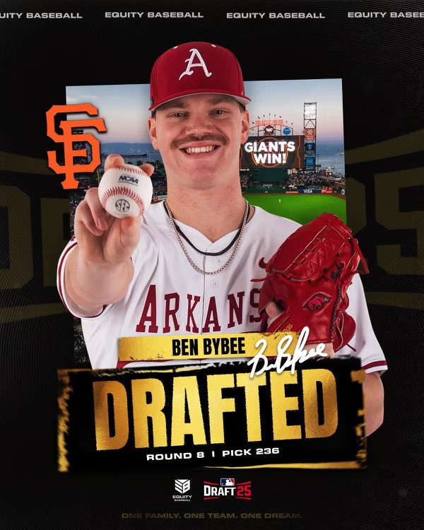 equitybaseball's tweet image. Congratulations to @_benbybee on being drafted in the 8th round by the @SFGiants in the @MLB Draft.