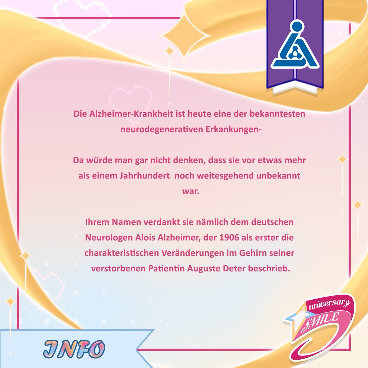vSmileOfficial's tweet image. ๐๐๐๐๐ ๐
ร๐ ๐
๐๐๐๐๐!๐
Heute wollen wir uns damit beschรคftigen, wie die Alzheimer-Krankheit รผberhaupt entdeckt und benannt wurde.
Interessant dabei zu wissen ist, dass diese Entdeckung gar nicht mal so tief in der Vergangenheit liegt, als manch einer glauben wรผrde๐