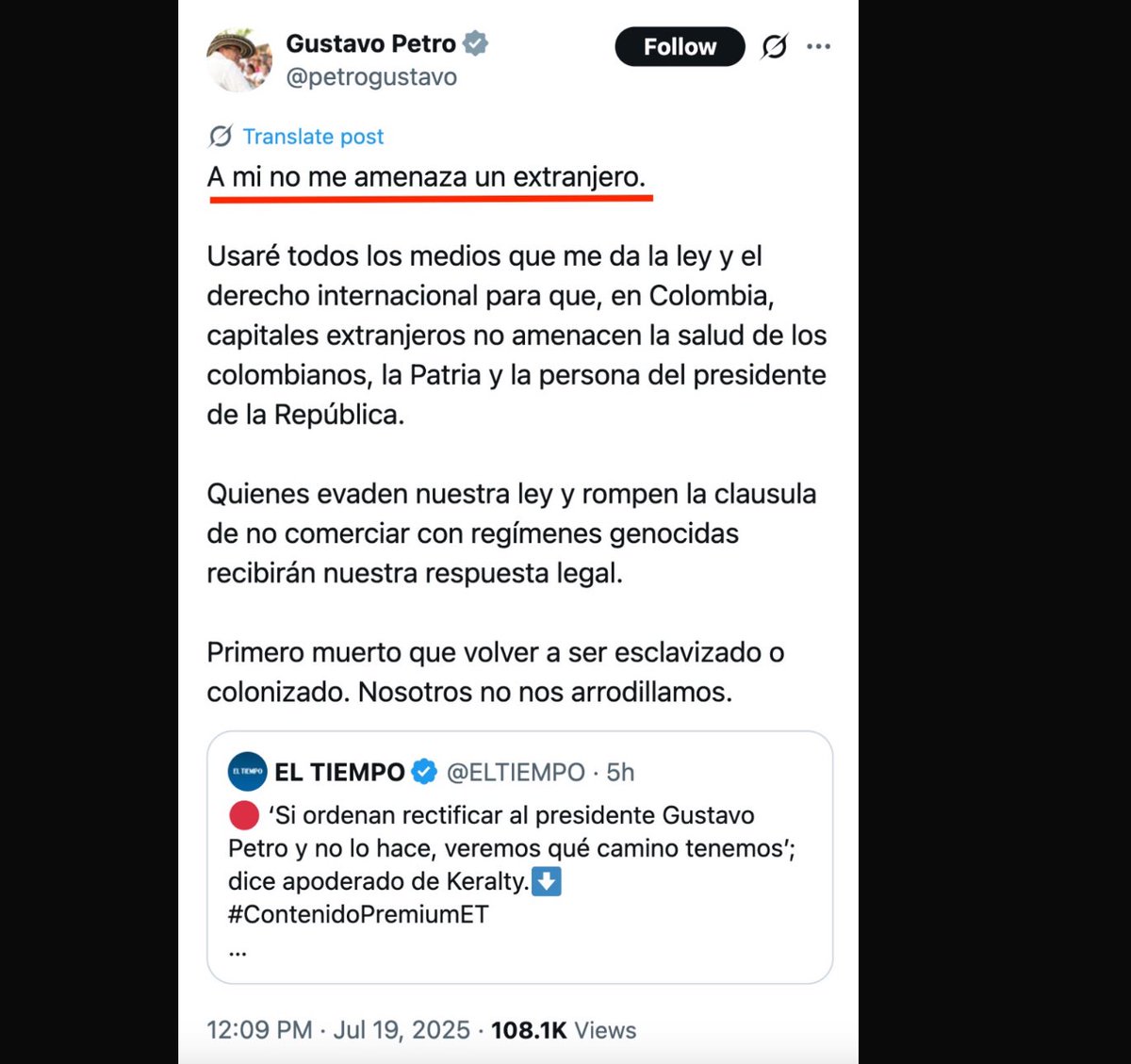 PetroNoContext's tweet image. Defendamos lo nuestro: sólo amenazas nacionales.