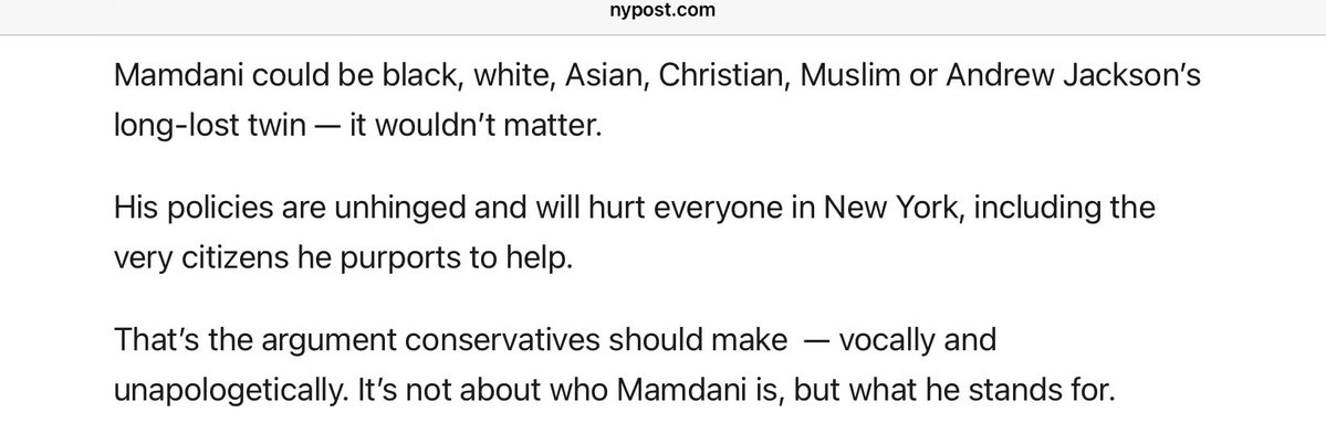 dhume's tweet image. I think @VivekGRamaswamy is right. Mamdani’s opponents should focus on his batshit crazy ideas, not on his race or religion.