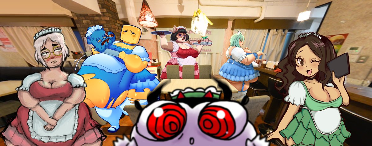 gordatopia's tweet photo. ¡LIENZO GRUPAL DE TEMÁTICA MAID! 🍹💖

Esta es una colaboración de Magma con varios artistas que se animaron a participar como maids gorditas para el maid café llamado Shangrila

¡Abajo dejaremos los créditos de todos! ✍️

#ssbbw #weightgain #fatgirl #ﾑﾁぽちゃﾒｲﾄﾞｶﾌｪ https://t.co/zZMyb5VmAI