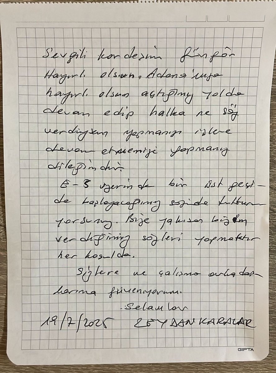 ZeydanKaralar01's tweet image. Sevgili kardeşim Güngör,
Hayırlı olsun. Adana'mıza hayırlı olsun. Açtığımız yolda devam edip halka ne söz verdiysem yapmanız, işlere devam etmeniz dileğimdir.
E-5 üzerinde bir üst geçide başlayacağımız sözünü de tutuyorsunuz. Bize yakışan, bizim verdiğimiz sözleri yapmaktır her…