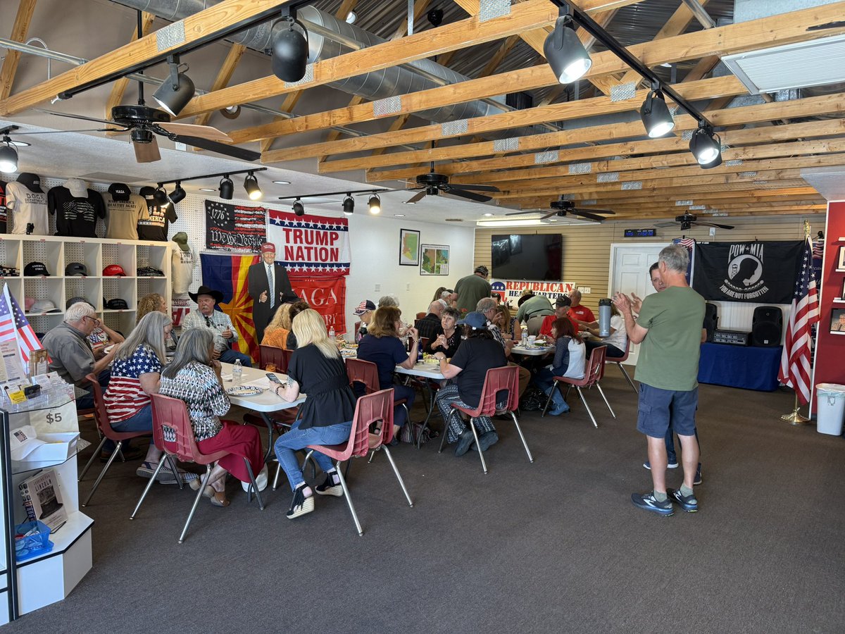 Jeffseanpray's tweet image. The Gila County Republican Committee had a pot luck lunch yesterday morning open to the community. It was a great opportunity to share the Republican Party’s vision for the future and their plans for how to get there. I took the opportunity to share what TPAction is doing.