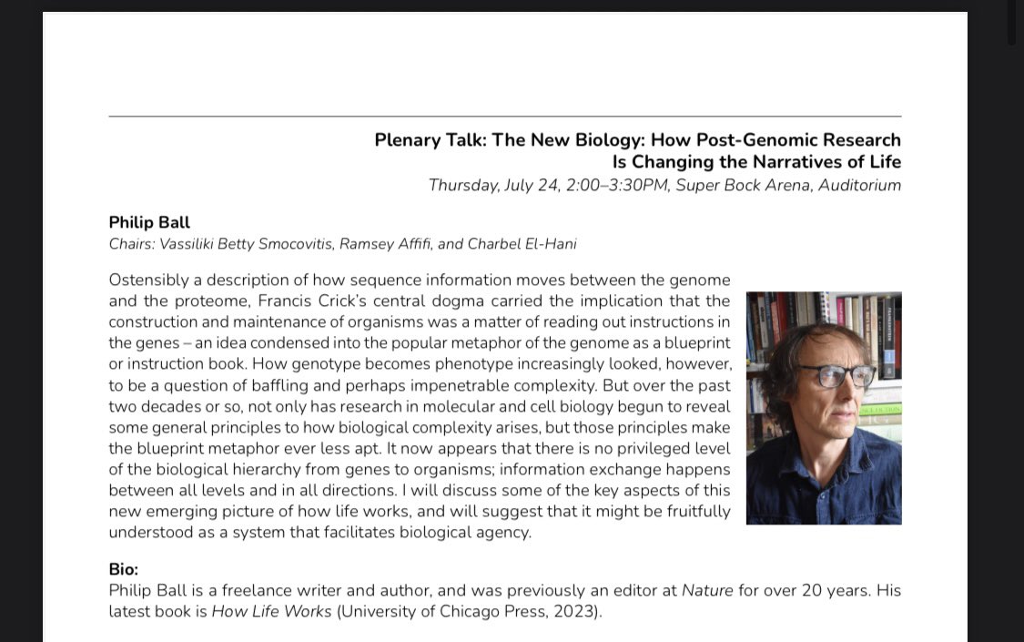 cesarmarin203's tweet image. Next week Ill be presentig for the first time at the Biennial meeting of the International Society for the History, Philosophy, and Social Studies of Biology. Just now I am checking the program and #PhilipBall is one of the speakers! His latest book is just fantastic!