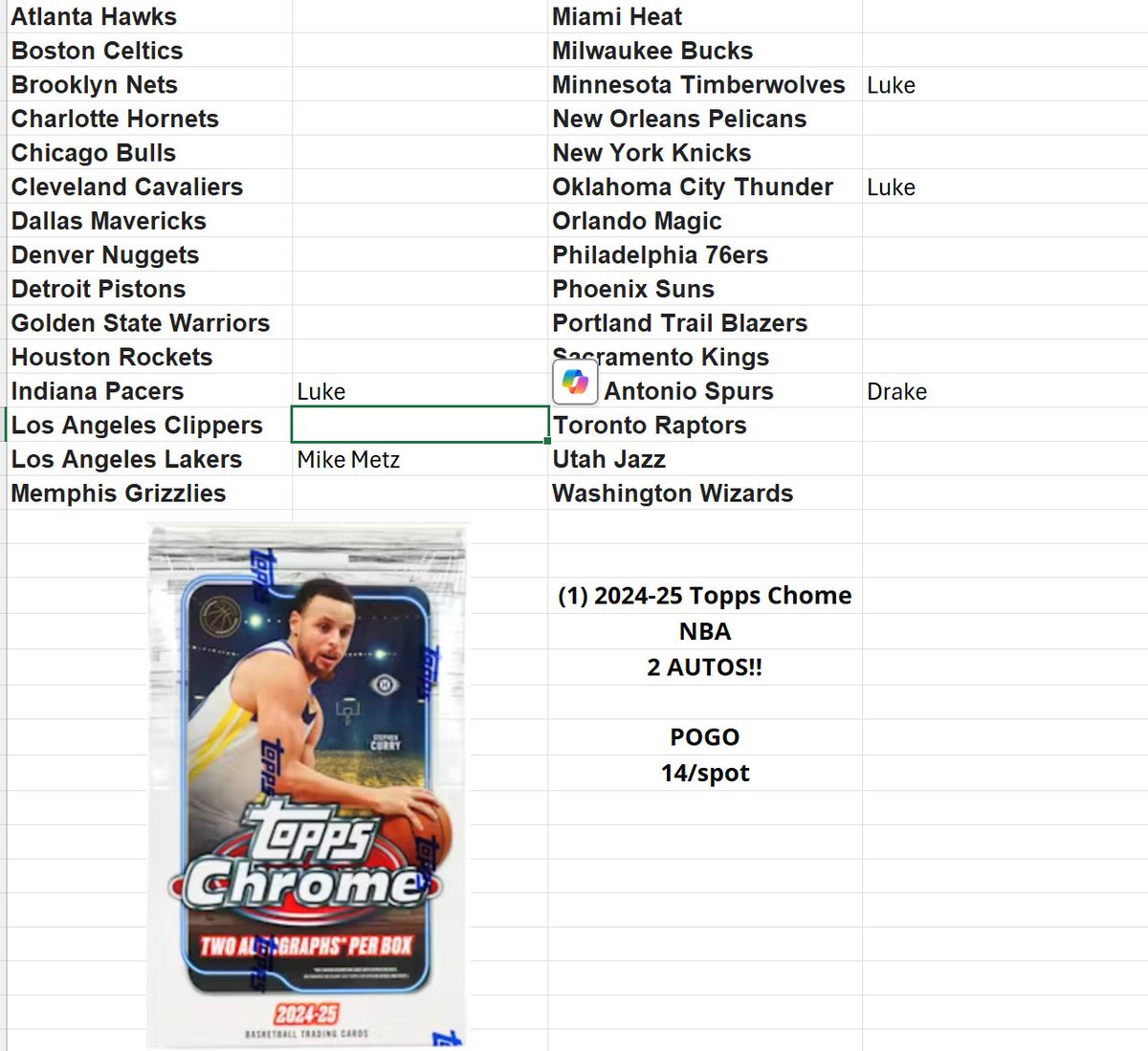 jsmith0808's tweet image. pick one get 1 at 14.00 for 1 box NBA chrome! 2 autos.
claim below and please RT~!
