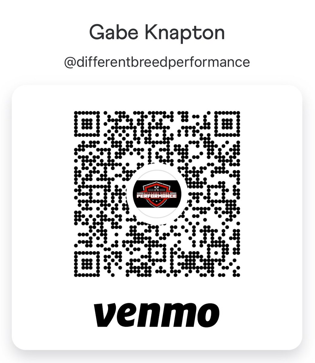 Thanks to each and everyone who came out to the Different Breed Performance camp for Cooper and to those that donated! All proceeds will go directly to the Rusaw family! If you were unable to make it and still would like to donate I have posted a venmo QR code to do so! Last