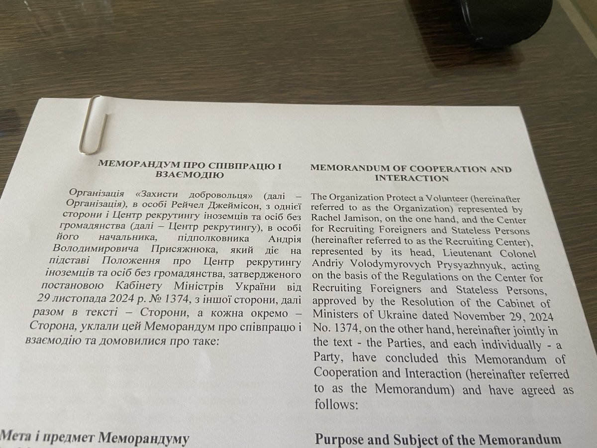 RachelPAV's tweet image. I have very exciting news that we have been working on for a long time and it’s now official. Protect a Volunteer now has a Memorandum of Cooperation and Interaction with the Foreign Recruitment Center of the Armed Forces of Ukraine. For OPSEC purposes I am not sharing the exact…