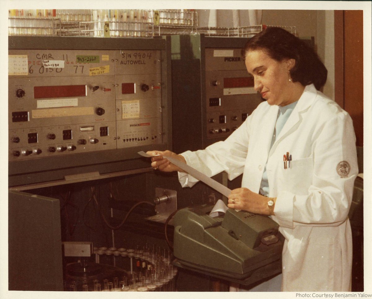 NobelPrize's tweet image. "The excitement of learning separates youth from old age. As long as you're learning, you're not old."
Take a look at some snapshots of physicist Rosalyn Yalow. Yalow developed radioimmunoassays and made major insights into diabetes.