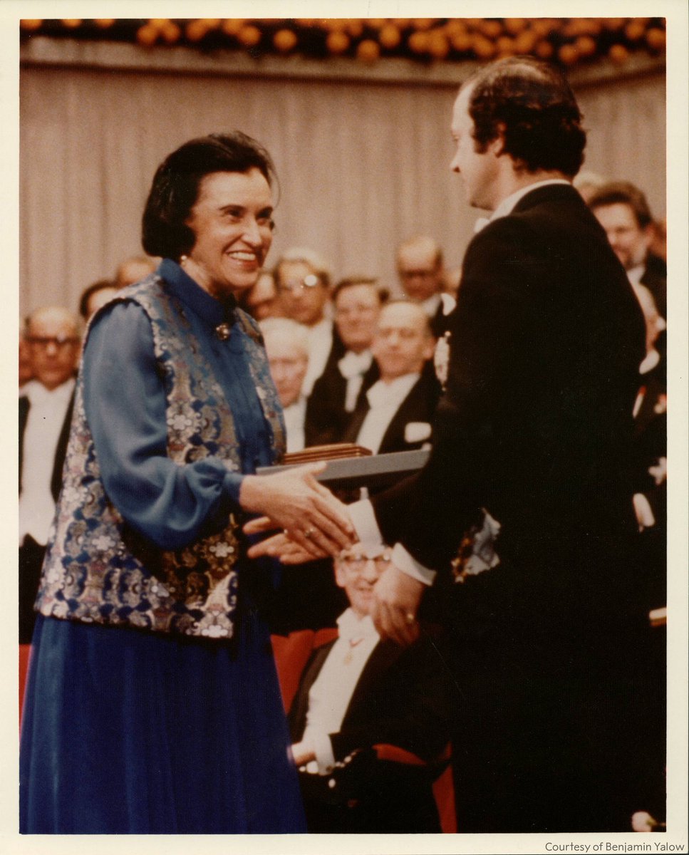 NobelPrize's tweet image. "The excitement of learning separates youth from old age. As long as you're learning, you're not old."
Take a look at some snapshots of physicist Rosalyn Yalow. Yalow developed radioimmunoassays and made major insights into diabetes.