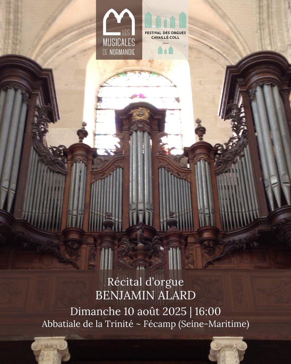 BenjaminAlard's tweet image. [Agenda] 🇫🇷
RÉCITAL DE CLAVECIN
Dimanche 10 août 2025 à 16h00 - Abbatiale de la Trinité - 76400 #Fécamp #SeineMaritime 
🎶 BACH, CORRETTE, RAMEAU, SAINT-SAËNS

👇 Information et Réservation @LesMusicalesN 
musicales-normandie.com/10-aout-recita…

#concert #orgue #LeHavre #Normandie