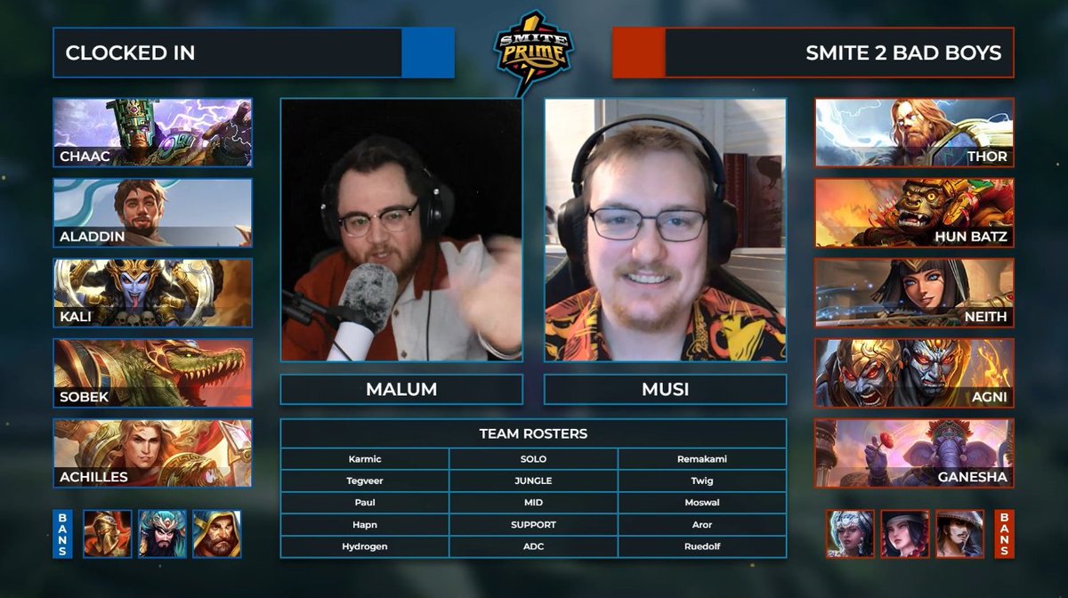 It's no "generational wipe", but it's still looking like a good second game of the day!

Clocked In face off against Smite 2 Bad Boys!

Who's advancing to the semifinals, and who's going down the porcelain pipes?

Let's find out:
twitch.tv/smitegame
twitch.tv/smiteprime