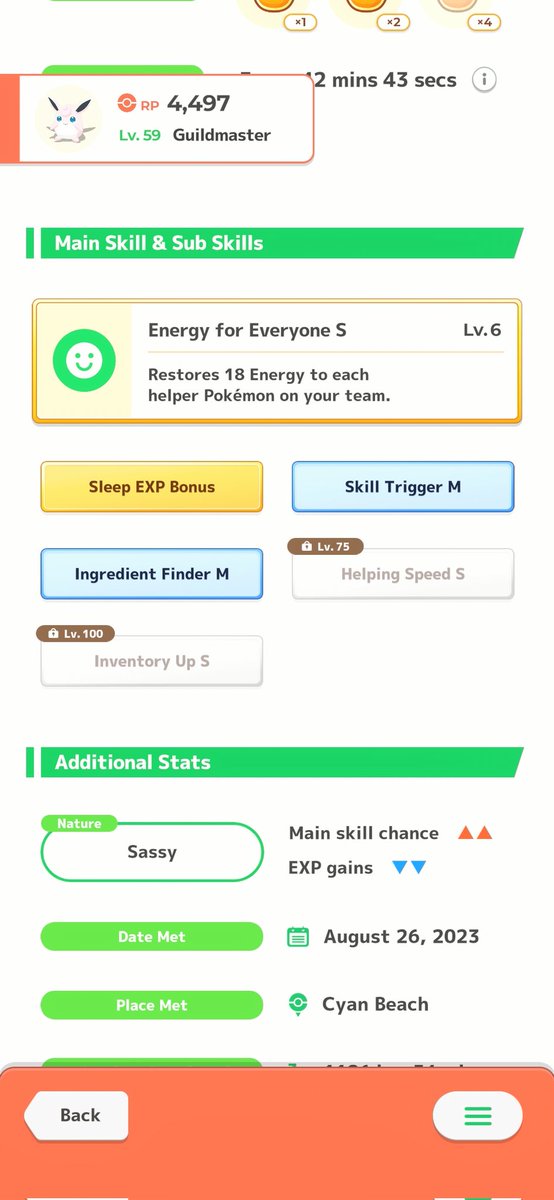 #PokemonSleep2nd In two years of #PokemonSleep I am most proud of my Wigglytuff. With this set of skills and nature, I had to name him after the legendary Guildmaster.