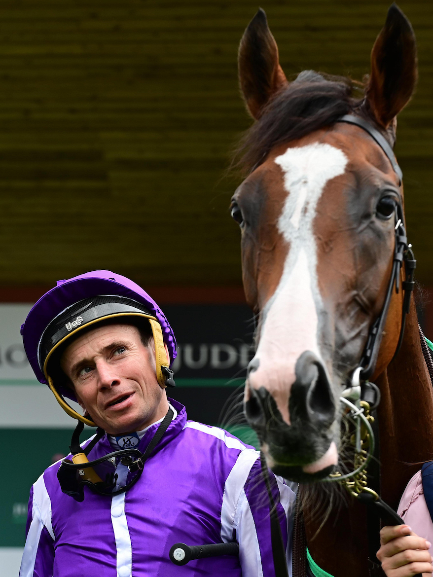 RacingTV's tweet image. What's he thinking? 🤔

Ryan Moore and Minnie Hauk after @JuddmonteFarms Irish Oaks glory at @curraghrace 

📸: @patcashhealy