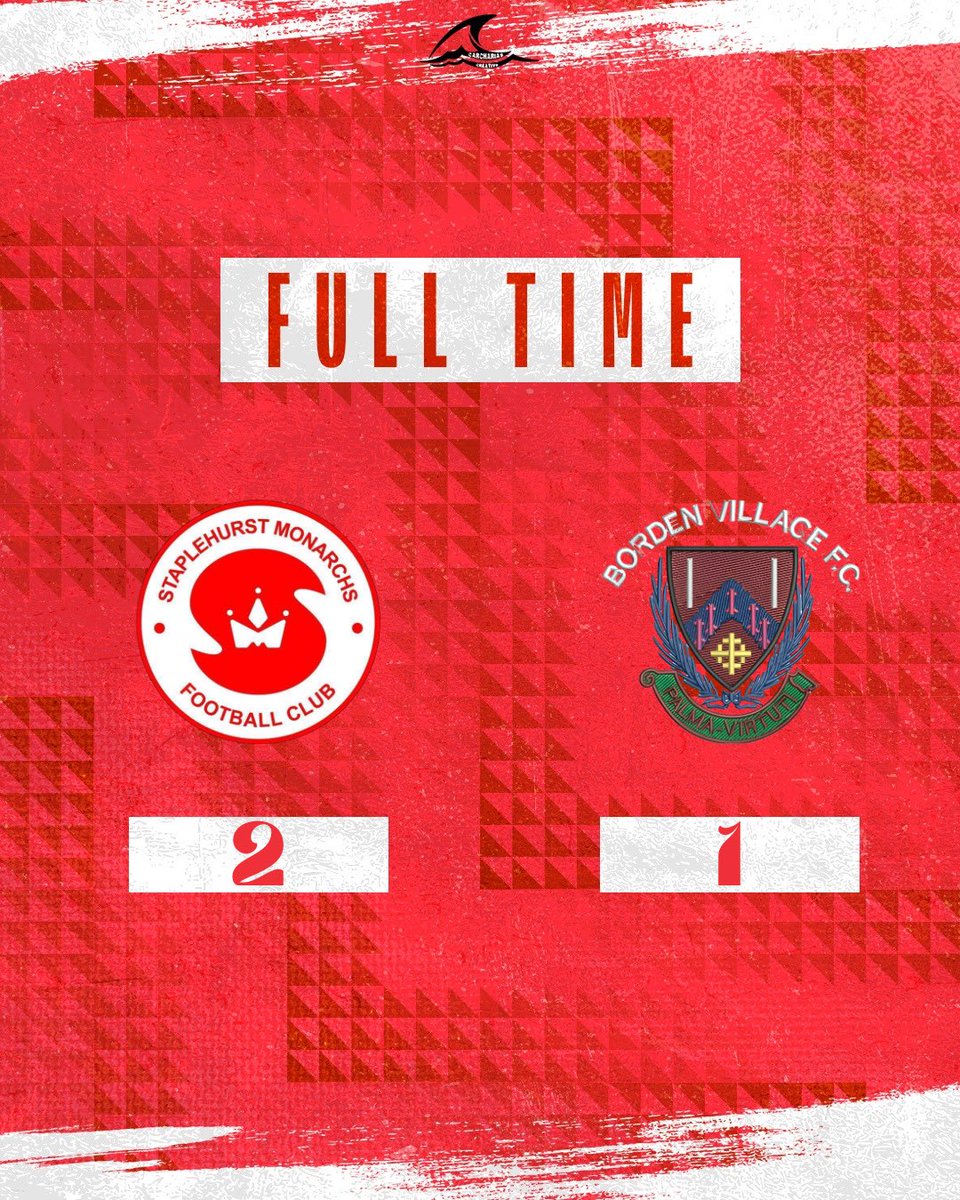 staplehurstmon's tweet image. ‼️FULL TIME
The Monarchs come from behind to secure a 2-1 win over Borden Village, thanks to a brilliant brace from Toby Sergeant! 💥⚽️
We’re back in action this Wednesday at home vs Little Common – Kick-off 7:30pm 🕢
Attendance: 65
#UpTheHurst 🔴⚫