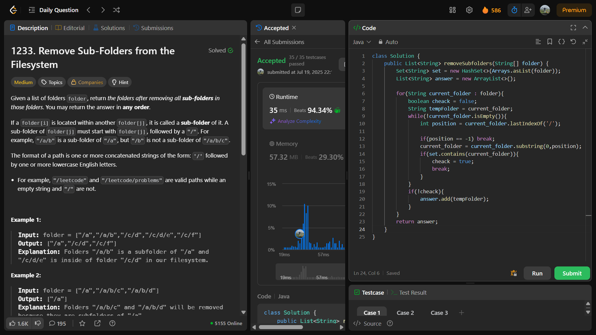 Kartscode's tweet image. 🇮🇳🔹 LeetCode Daily Challenge
🧩 Problem: Remove Sub-Folders from the Filesystem
📘 LC No.: 1233
💡 Approach: Parent Check Prune
🔥 Day 586 Streak
#LeetCode #Java #DSAWithJava #ProblemSolved #DSA