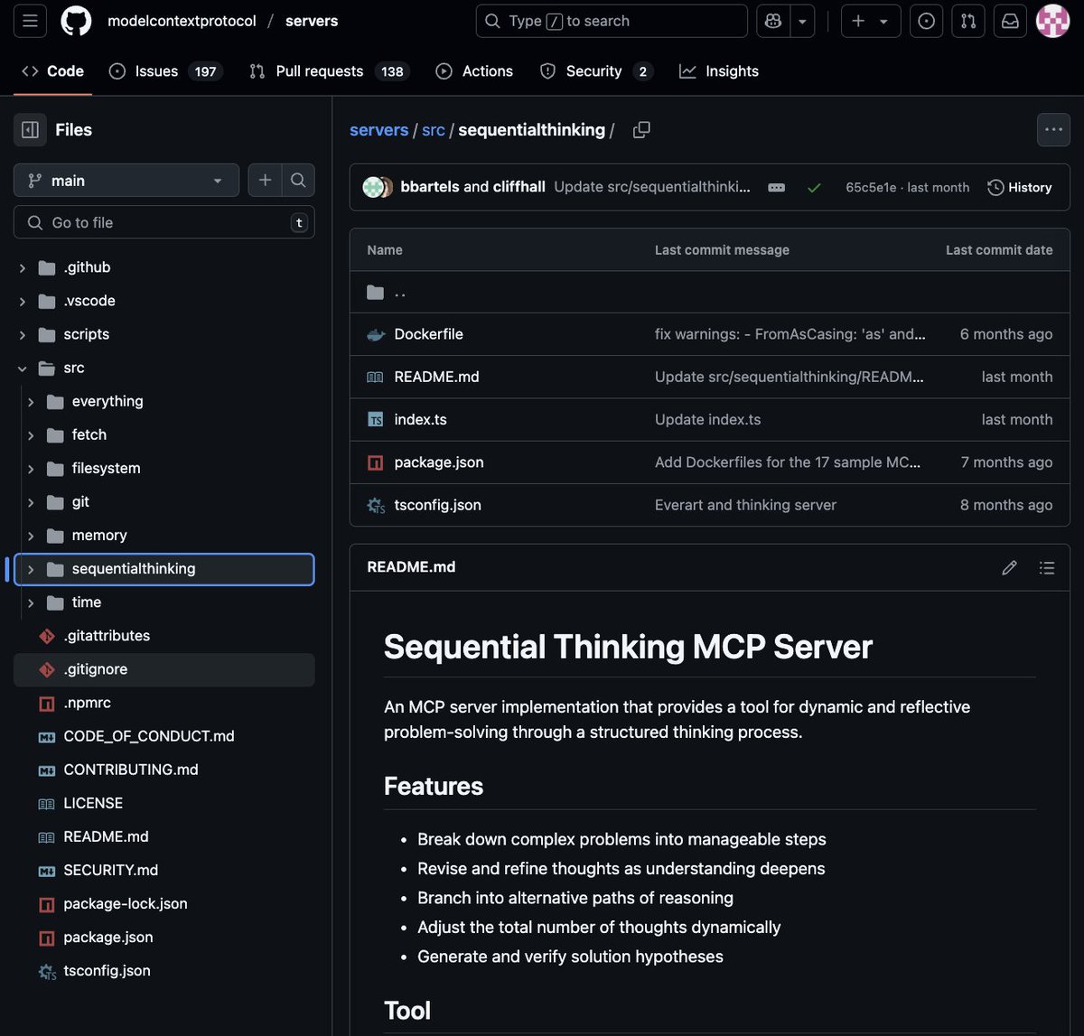 bfmcneill's tweet image. Whoa
sequential-thinking
a gem burried inside modelcontextprotocol/servers