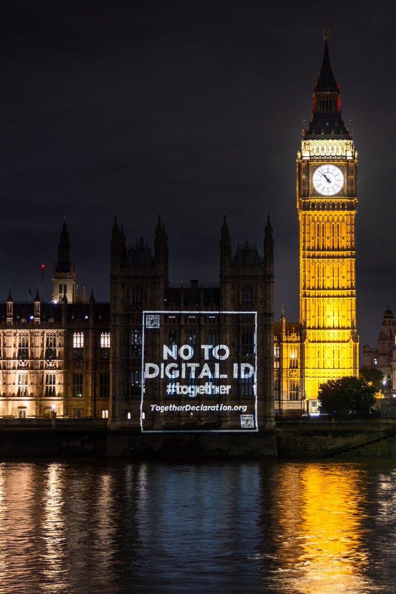 Togetherdec's tweet image. We beamed the message on to Parliament:
⛔️ NO to Digital ID
✅ YES to Digital Bill of Rights