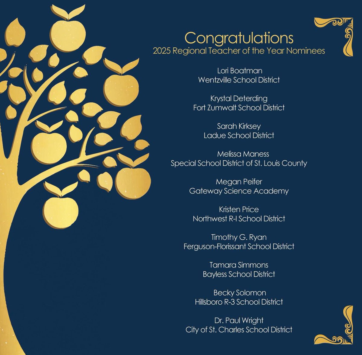 🎉 Congratulations to Tim Ryan, communication arts teacher at McCluer North, on being named a 2025 Regional Teacher of the Year for the St. Louis region. 

He’s one of 10 educators selected by EducationPlus and the St. Louis Regional Professional Development Center (RPDC) for