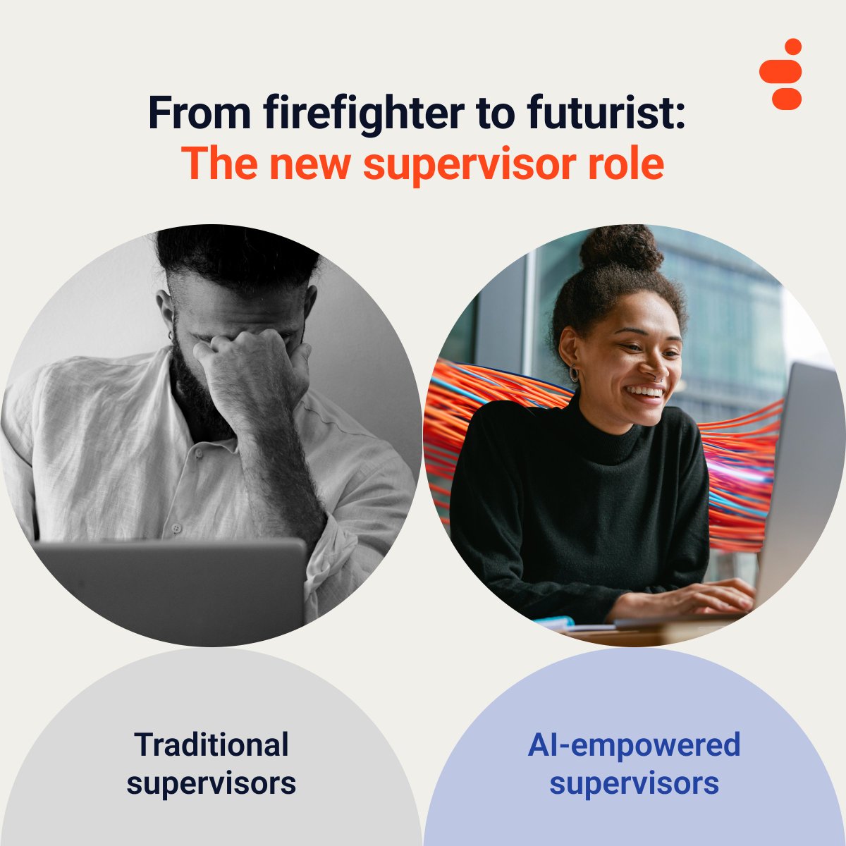 The glow-up powered by Supervisor Copilot and Virtual Supervisor is real.

These tools are upgrading supervisors with real-time insights, automation and accelerated evaluation time.

Learn more about Genesys Cloud Copilots:
gsys.cx/3Fuv6xz