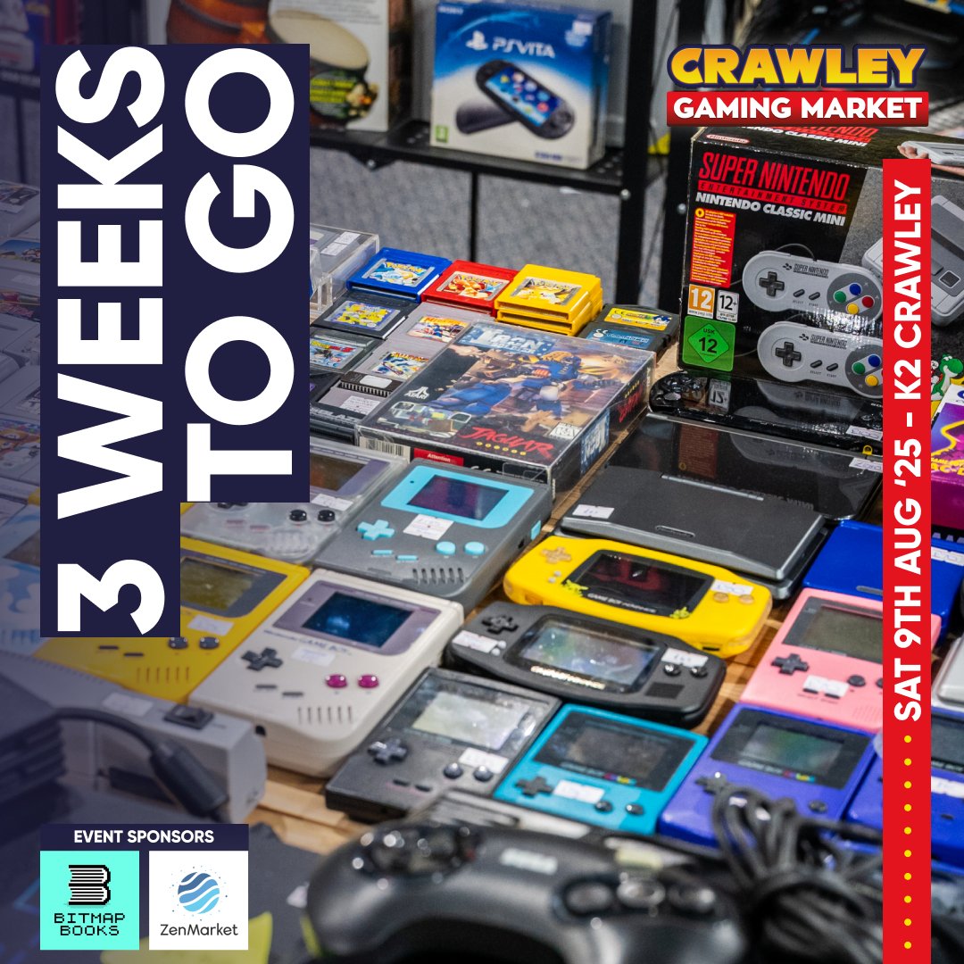 TheVGMarket's tweet image. With only 3 weeks left to go until Crawley Gaming Market... who has their shopping lists ready? 🎮🛍👾

🎟 crawleygamingmarket.com/tickets/

Event Sponsors
@Bitmap_Books 📚 linktr.ee/bitmapbooks
@zenmarket_en 🗾 go.zenmarket.jp/replayevents

#CrawleyGamingMarket