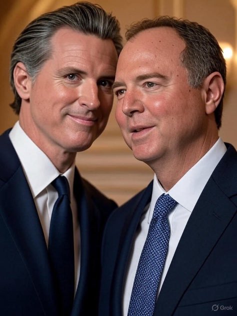 No two worse people in American politics. Newsom is just a slick scumbag, but Schiff may very well be a criminal. I hope Republicans have the guts to give him a fair trial, so the American people can see him for what he truly is either way.