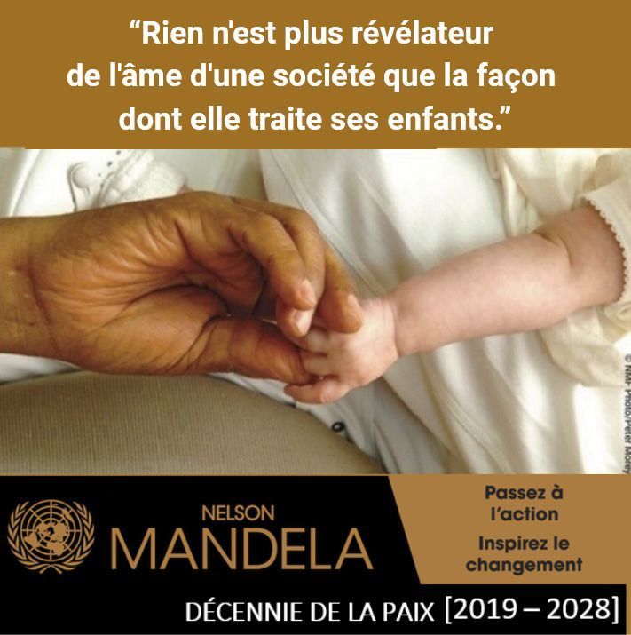 ONU Genève (@onugeneve) on Twitter photo « Rien n'est plus révélateur de l'âme d'une société que la façon dont elle traite ses enfants. »
Honorons l'héritage de #NelsonMandela en agissant #PourChaqueEnfant.
Ensemble, nous pouvons et nous devons mettre fin à la violence envers les enfants.
<a href="/UN_EndViolence/">United Nations SRSG on Violence against Children</a> « Rien n'est plus révélateur de l'âme d'une société que la façon dont elle traite ses enfants. »
Honorons l'héritage de #NelsonMandela en agissant #PourChaqueEnfant.
Ensemble, nous pouvons et nous devons mettre fin à la violence envers les enfants.
<a href="/UN_EndViolence/">United Nations SRSG on Violence against Children</a>