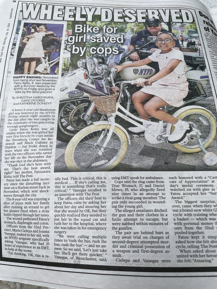 HaroldFordJr's tweet image. Read of the day - when asked about being reunited with her heroes (the NYPD officers who saved her life), this little hero Ms. Keita said, “Amazing”
God Bless