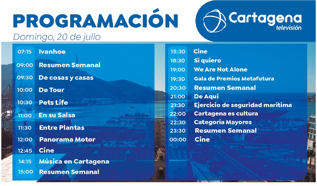 ⏰ PROGRAMACIÓN DOMINGO 20 DE JULIO