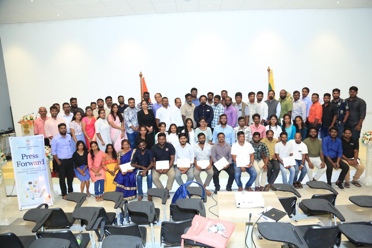 India in Jaffna (@cgjaffna) on Twitter photo 🎙️ Empowering the Press, Enriching Dialogue
<a href="/CGJaffna/">India in Jaffna</a> hosted “Press Forward: A Conversation on Journalism, Storytelling, and Technology” at the Jaffna Thiruvalluvar Cultural Centre. Over 100 participants including journalists from the Northern Province and students of 🎙️ Empowering the Press, Enriching Dialogue
<a href="/CGJaffna/">India in Jaffna</a> hosted “Press Forward: A Conversation on Journalism, Storytelling, and Technology” at the Jaffna Thiruvalluvar Cultural Centre. Over 100 participants including journalists from the Northern Province and students of