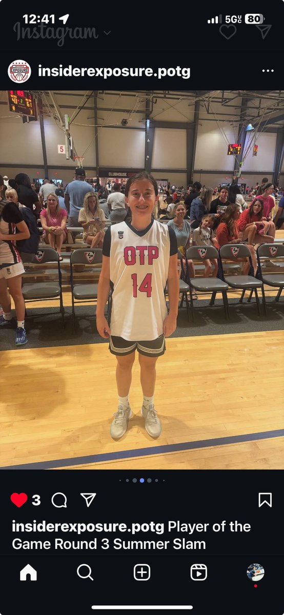 Big first win today with my <a href="/LadiesOtp/">OTP Ladies</a> at <a href="/InsiderExposure/">InsiderExposure</a> Summer Slam. Thank you for selecting me as the Player of the Game with 15 pts and 5 assists. <a href="/CoachJonRogers/">Jon Rogers</a> <a href="/Jshaughn_23/">Jack Shaughnessy</a> <a href="/NaomiRitzBB/">Naomi Ritzmann</a> <a href="/harpercofer_23/">harper cofer</a> <a href="/mckennacavan23/">Mckenna Cavanagh</a> <a href="/gmuss_official/">Grace Musselman</a> <a href="/mikemillsnc/">Mike Mills WBB College Recruiting</a> <a href="/JrAllStarGA/">Georgia Jr. All-Star GBB</a>
