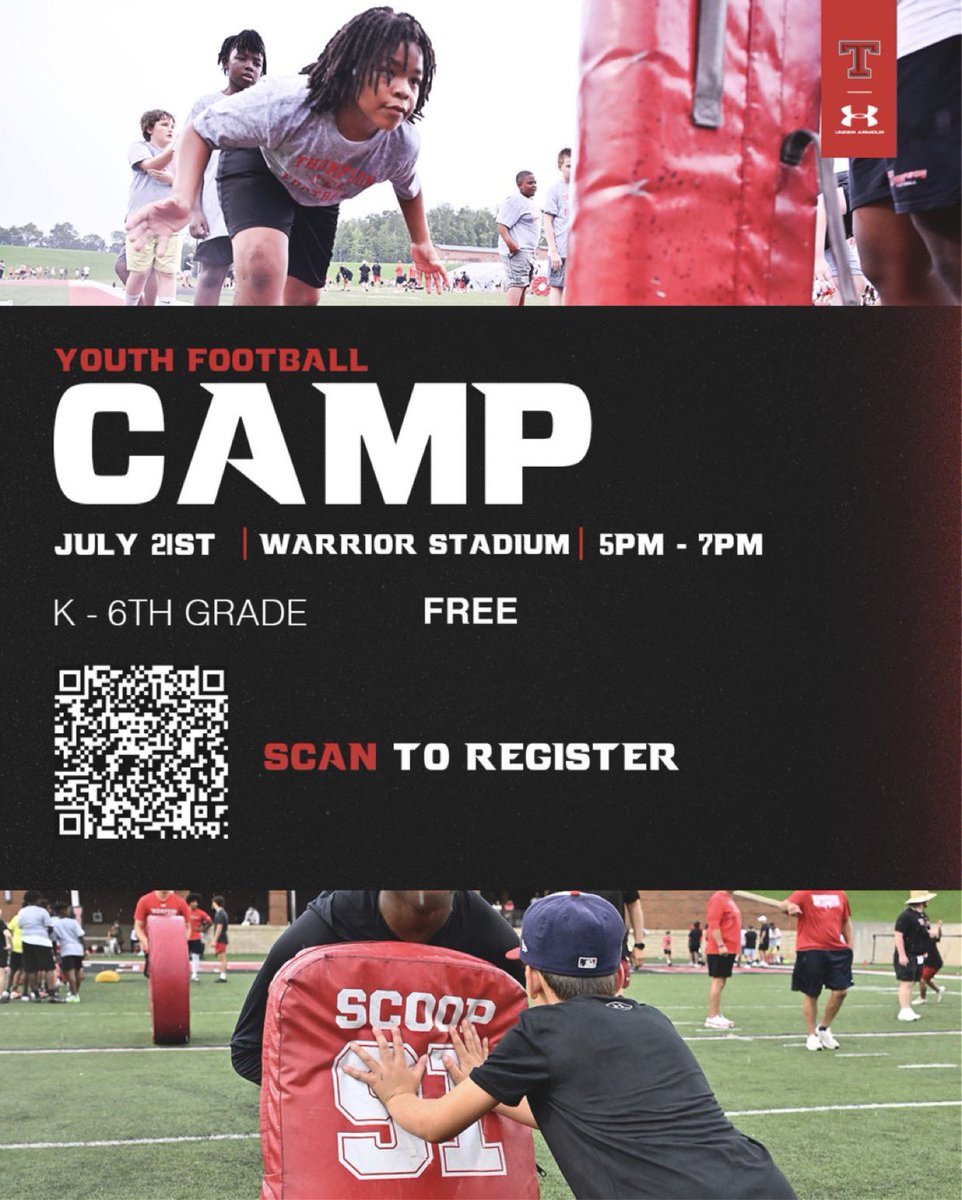 WARRIORNATION20's tweet image. 🚨SUMMER YOUTH CAMP🚨
Mark ur calendars & sign up for Warrior Youth Football Camp. Join Mark Freeman his coaching staff & Warrior players July 21st.
Camp is FREE! Just sign up below!
We look forward to seeing you July 21st.
🖥️ gofan.co/event/3643128