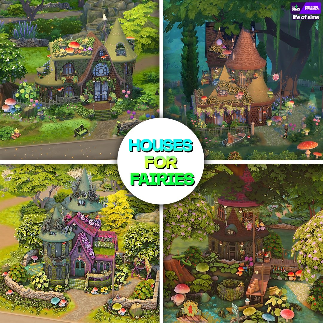 These are the 4 fairy houses I built for the new expansion The Sims 4 Enchanted by Nature and I hope you like them. 🧚🥰 Which house is your favorite? ☺️

#EAPartner #EnchantedByNature #TheSims4 #ShowUsYourBuilds