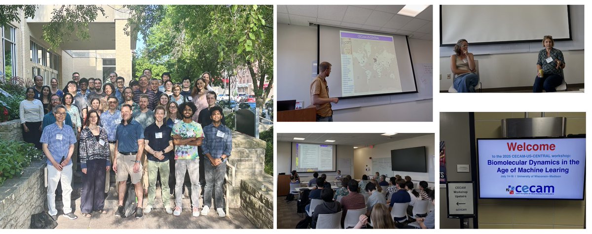 Xuhui Huang (@xuhuihuangchem) on Twitter photo Super excited 3 days at the CECAM workshop co-organized with <a href="/drGregBowman/">Greg Bowman</a>, Bettina!
Protein dynamics is definitely shaping up to be the next big topic in AI for Science!
Huge thanks to <a href="/cecamEvents/">CECAM</a>, <a href="/datascience_uw/">datascience@uw</a>
<a href="/UWMadisonChem/">UW-Madison Chemistry</a>, <a href="/TCI_UW_Madison/">TCI UW-Madison</a>, Emma & amazing DSI staff! Super excited 3 days at the CECAM workshop co-organized with <a href="/drGregBowman/">Greg Bowman</a>, Bettina!
Protein dynamics is definitely shaping up to be the next big topic in AI for Science!
Huge thanks to <a href="/cecamEvents/">CECAM</a>, <a href="/datascience_uw/">datascience@uw</a>
<a href="/UWMadisonChem/">UW-Madison Chemistry</a>, <a href="/TCI_UW_Madison/">TCI UW-Madison</a>, Emma & amazing DSI staff!