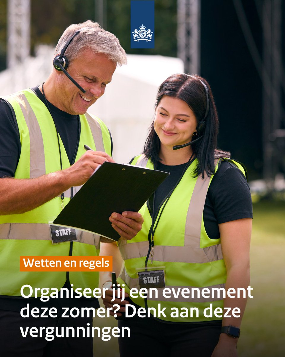 Ga jij een evenement op een openbare plek organiseren? 🎉 Dan moet je misschien een evenementenvergunning aanvragen bij de gemeente en heb je misschien een omgevingsvergunning nodig.

Lees hier wat je moet regelen voor een evenement: bit.ly/45aEe4i

#evenement #festival