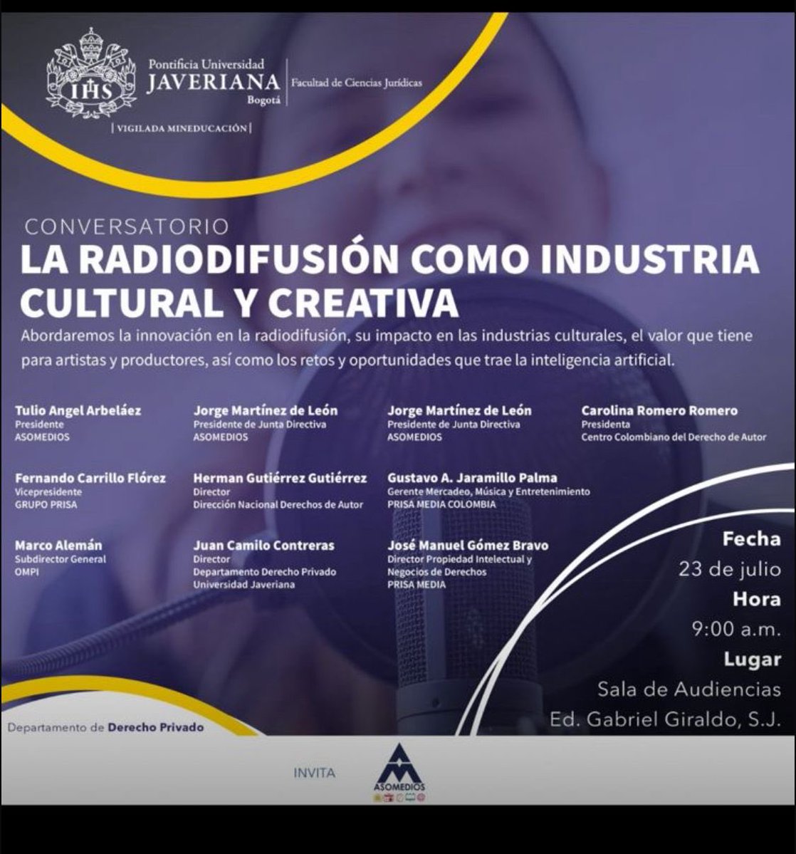 Fernando Carrillo F. (@fcarrilloflorez) on Twitter photo Están cordialmente invitados a este debate sobre el futuro de la radio. <a href="/UniJaveriana/">Pontificia Universidad Javeriana</a> <a href="/FacJuridicasPUJ/">Facultad de Ciencias Jurídicas PUJ</a> Están cordialmente invitados a este debate sobre el futuro de la radio. <a href="/UniJaveriana/">Pontificia Universidad Javeriana</a> <a href="/FacJuridicasPUJ/">Facultad de Ciencias Jurídicas PUJ</a>