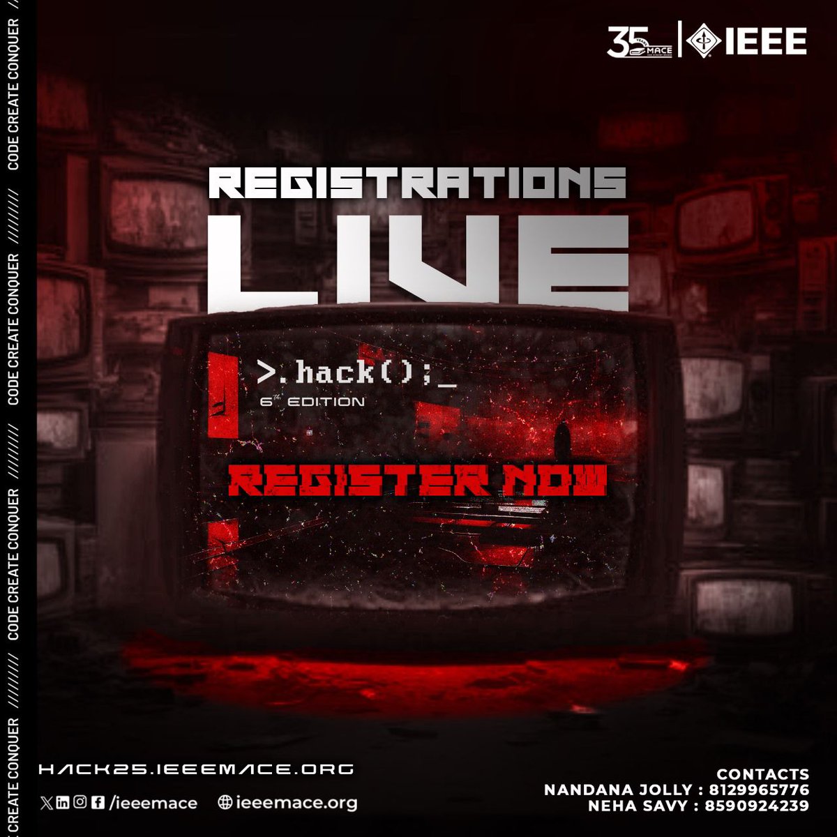 eventopia_in's tweet photo. "Don’t wait. The time will never be just right." – Napoleon Hill

💥 .hack();_ '25 by IEEE MACE SB is almost here!
🚀 36 hrs of coding, creating, &amp; pure tech energy.
🔗 Register now: https://t.co/wOw5sAYNmp
🗓️ Deadline: 25th July 2025

#eventopia #hackathon #FindYourEvent #hack https://t.co/jZNrsCYe5s